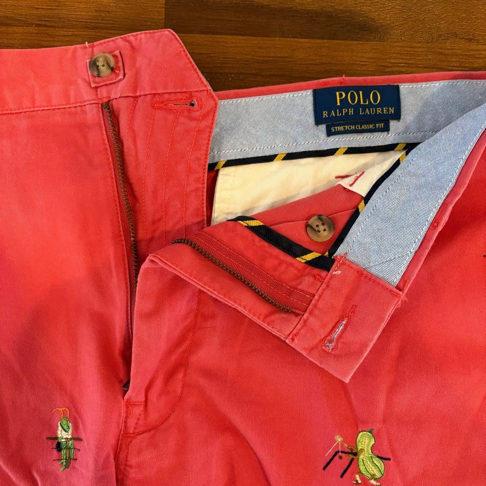 Polo Ralph Lauren pink shorts embroidered crickets New With Tags Size 38 waist - Picture 9 of 9